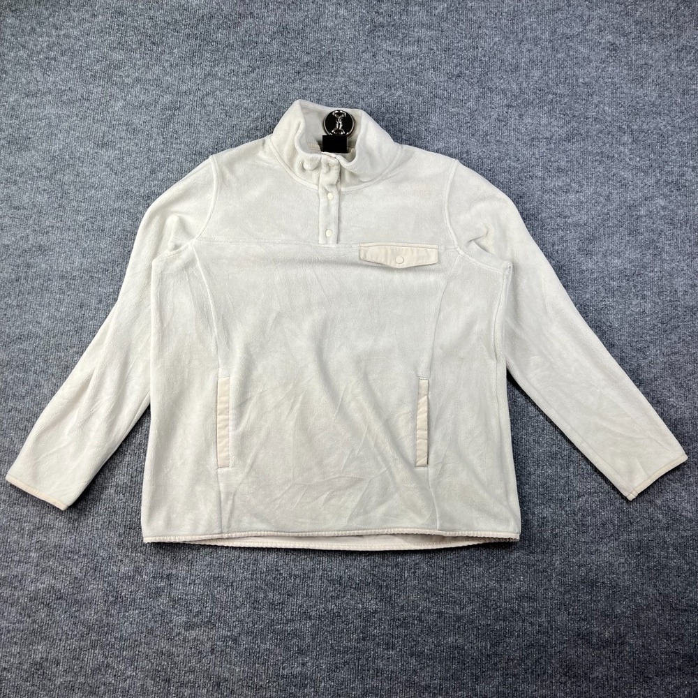 32 Degrees Heat Midweight Snap Arctic Fleece Pullover‎ Sweatshirt Ivory - Large